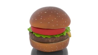 Beyaz arkaplan 4k video ile hamburger bırakma.