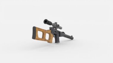 Beyaz arkaplan ile VSS vintorez silah düşüşü
