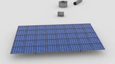 Beyaz arkaplanı olan güneş paneli veya güneş enerjisi santrali