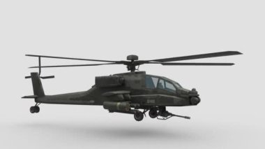 Ordu helikopteri beyaz arka planda 4k ile havalandı.
