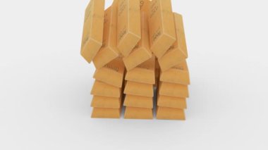 Altın tuğla ya da altın külçesi beyaz arka planda düşer