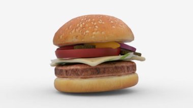 Beyaz arkaplanda hamburger
