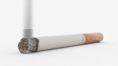 sigara beyaz arkaplanda duman yayıyor