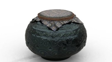 Beyaz arkaplanda bir tencere daha