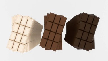 Beyaz arkaplanda çikolata