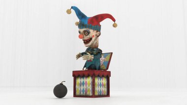 Beyaz arkaplandaki kutuda Joker