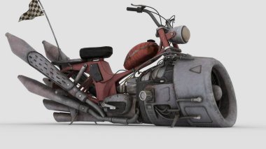 Beyaz arka planlı uçan motosiklet