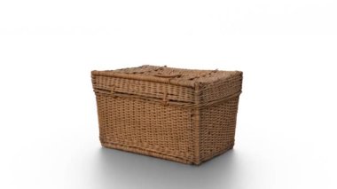 Beyaz arkaplanda hasır sandık