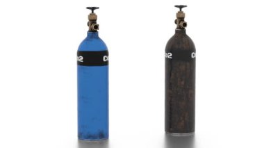 Beyaz arkaplanda CO2 gaz silindiri