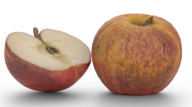 Beyaz arkaplanda elma ve dilimi