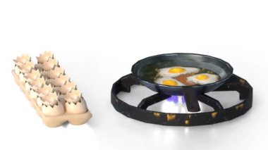 Kızartma tavasında yapılmış yumurta omleti.