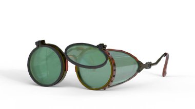 Beyaz arkaplanda steampunk gözlükleri