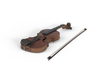 Beyaz arkaplanda keman