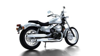 Beyaz arka planda duran motosiklet