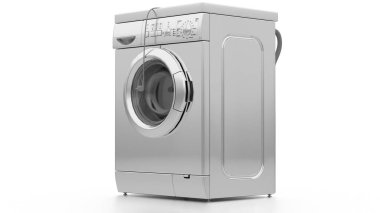 Beyaz arkaplanda çamaşır makinesi