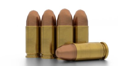 Beyaz arkaplanda 9mm 'lik paketler
