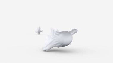 Beyaz arka planda uçan beyaz hayalet