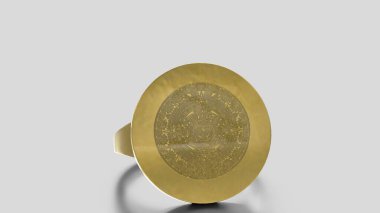 Beyaz arkaplanda altın takvim yüzüğü