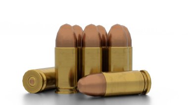 Beyaz arkaplanda 9mm 'lik paketler