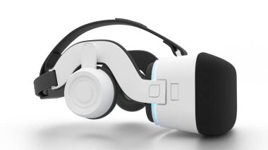 Beyaz arkaplanda sanal gerçeklik kulaklığı