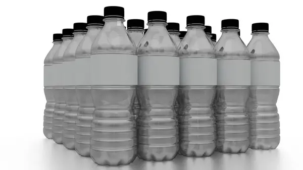Beyaz arka planda plastik şişeler