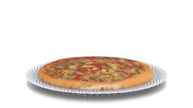 Tabağında domates sosu olan lezzetli bir pizza.