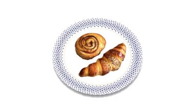 Beyaz arkaplanda tabakta hamur işleri