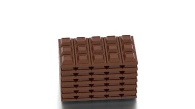 Beyaz arkaplanda koyu kahverengi çikolata