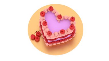 Kırmızı kirazlı kremalı pasta.