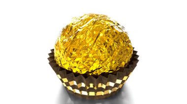 Altın kağıt içinde çikolata hediye kutusu