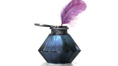 Mürekkep hokkası içinde parlak tüy