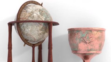 Zemin küresi ve kraliyet şarap kadehi.