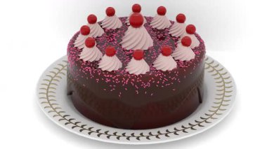 Beyaz arkaplanda serpiştirilmiş pasta