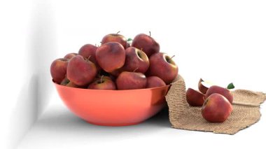 Sepette beyaz zemin üzerine elma