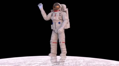 Ayda uzay giysisi içindeki astronot karakteri