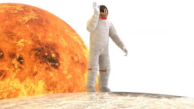 Venüs arka planına sahip Ay 'daki astronot