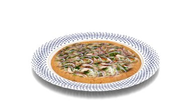 Tabakta etli pizza.