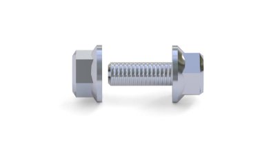 beyaz arkaplanda cıvata ve ceviz