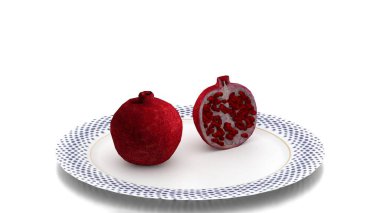 Bir tabakta nar kes.