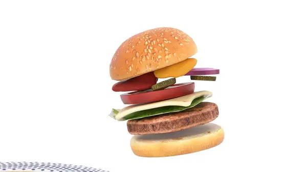 Beyaz arka planda hamburger ve soğuk içecek.