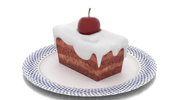 Tabağında kiraz olan kek.