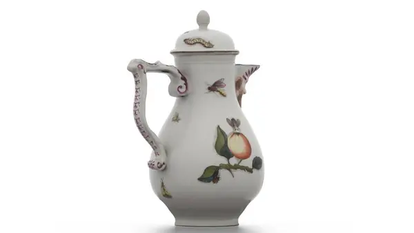 Beyaz arkaplanda kahve demliği