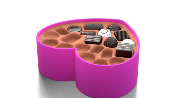 Beyaz arkaplanda siyah çikolata kutusu