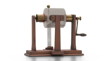 Beyaz arkaplanda elektrostatik davul makinesi