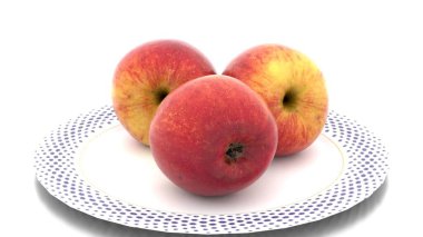 Beyaz arkaplanda taze elmalar