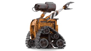 Beyaz arka planda yalnız robot