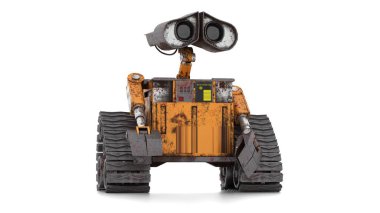 Beyaz arka planda yalnız robot