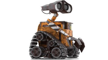 Beyaz arka planda yalnız robot