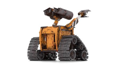 Beyaz arka planda yalnız robot