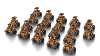 Beyaz arka planda yalnız robot